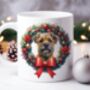Personalised Border Terrier Christmas Wreath Dog Mug, thumbnail 1 of 2
