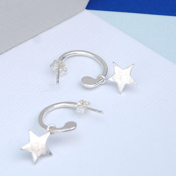 Sterling Silver Two Way Star Hoop Earrings, 2 of 12
