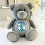 Personalised Dinosaur Alphabet Grey Plush Teddy Bear, thumbnail 3 of 10