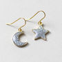 Mismatched Moon And Star Sparkle Earrings, thumbnail 3 of 9