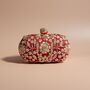 Asha, Oval Red Silk Embroidered Clutch, thumbnail 1 of 5