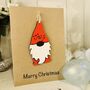 Personalised Gonk Christmas Card Wood Gnome Decoration, thumbnail 6 of 10