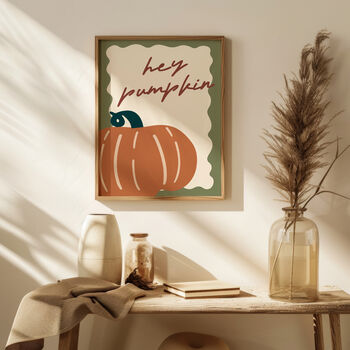Hey Pumpkin Autumn Wall Art Print, 3 of 4