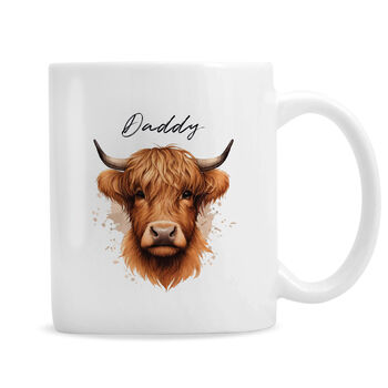 Personalised Name Male Highland Cow Ceramic Mug, 5 of 5