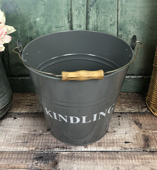 Kindling Wood Bucket In French Grey, 4 of 4