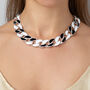 Black And White Enamel Curb Chain Link Necklace, thumbnail 4 of 6