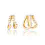 Double Diamond Style Wave Huggie Hoops Earrings, thumbnail 3 of 5