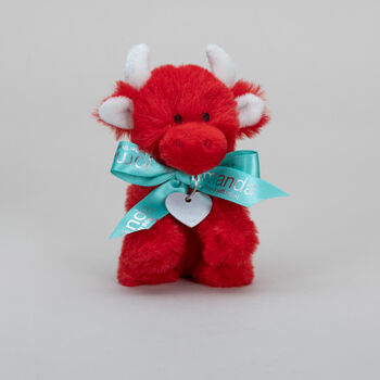 Personalised Mini Red Collectible Highland Soft Toy Cow, Gift Box, 3 of 12