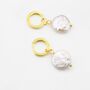 Sterling Silver Coin Baroque Pearl Dangle Hoop Earrings, thumbnail 3 of 12
