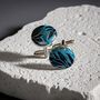 Turquoise Japanese Silk Covered Cufflinks, thumbnail 3 of 4