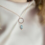 Rose Gold Plated Circle Marquise Birthstone Necklace, thumbnail 1 of 5