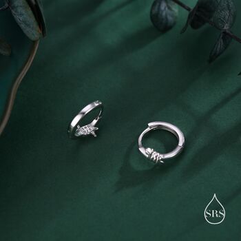 Sterling Silver Minimalist Barbed Wire Hoops, 5 of 10