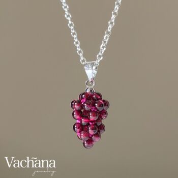 Sterling Silver Red Garnet Grapefruit Necklace, 3 of 4