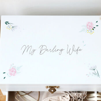 Personalised Flowers White Embroidered Jewellery Box, 4 of 7