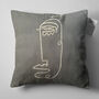 Dark Grey Cushion Cover With Abstract Face Pattern, thumbnail 5 of 7