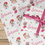 Elf Girl Personalised Christmas Wrapping Paper 682, thumbnail 1 of 4