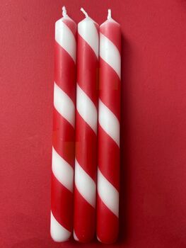 Red And White Stripe Christmas Candles 'Candy Canes', 3 of 4