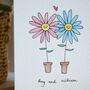 Flowers In Love Personalised Handmade Card, thumbnail 1 of 4