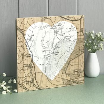 Personalised Map With White Painted Heart Background, 2 of 9