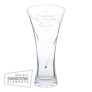 Personalised Hearts Swarovski Hand Cut Glass Vase, 5 of 5