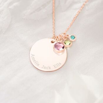 Family Disc And Birthstone Personalised Necklace, 5 of 12