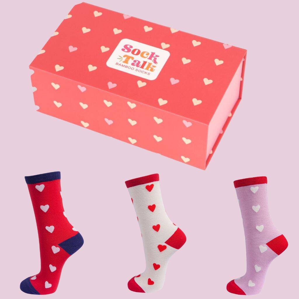 Women's Valentine's Day Bamboo Socks Gift Set By Sock Talk