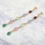Dangle Multi Gemstone Crystal Drop Gold Plated Earrings, thumbnail 1 of 5