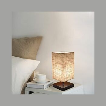 Grey Square Bedside Table Lamp With Linen Fabric Shade, 4 of 8