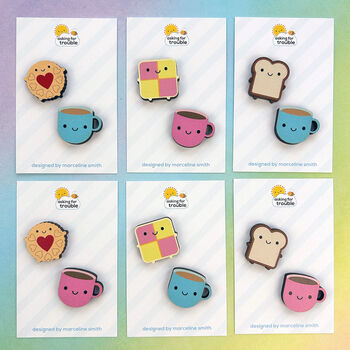 Kawaii Afternoon Tea And Cake Pin Or Brooch Set, 8 of 8