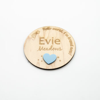 Hello World Baby Name Announcement Plaque Acrylic, 10 of 12