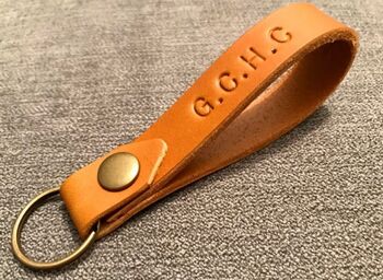 Personalised Tan Leather Keyring, 5 of 12