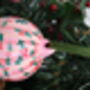 Hand Painted Ceramic Pink Holly Bauble, thumbnail 2 of 6