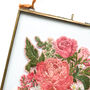 Framed Pink Peony Rose Daisy Embroidered Art, thumbnail 3 of 6
