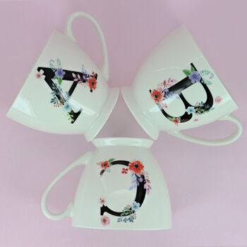 G Decor Floral Alphabet Ceramic Tea Coffee Xl Mug Cup, 2 of 12