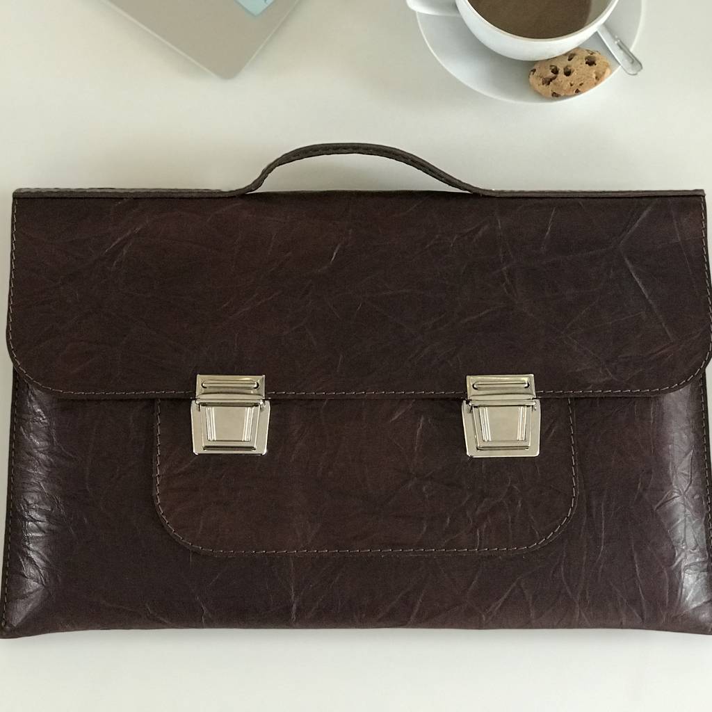 Leather Document Laptop Case With Duble Clips By cutme