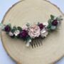 Burgundy And Blush Pink Flower Hair Comb, thumbnail 5 of 6