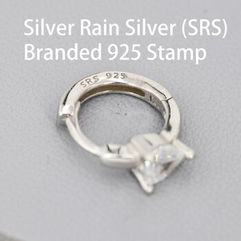 Sterling Silver Heart Cz Huggie Hoop, 11 of 12