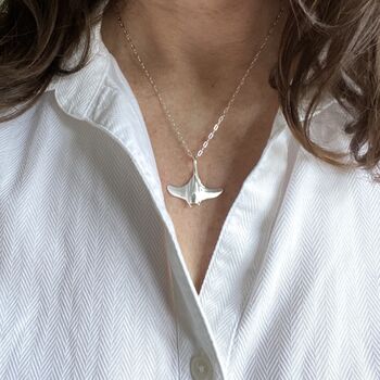 Sterling Silver Manta Ray Necklace, 7 of 7