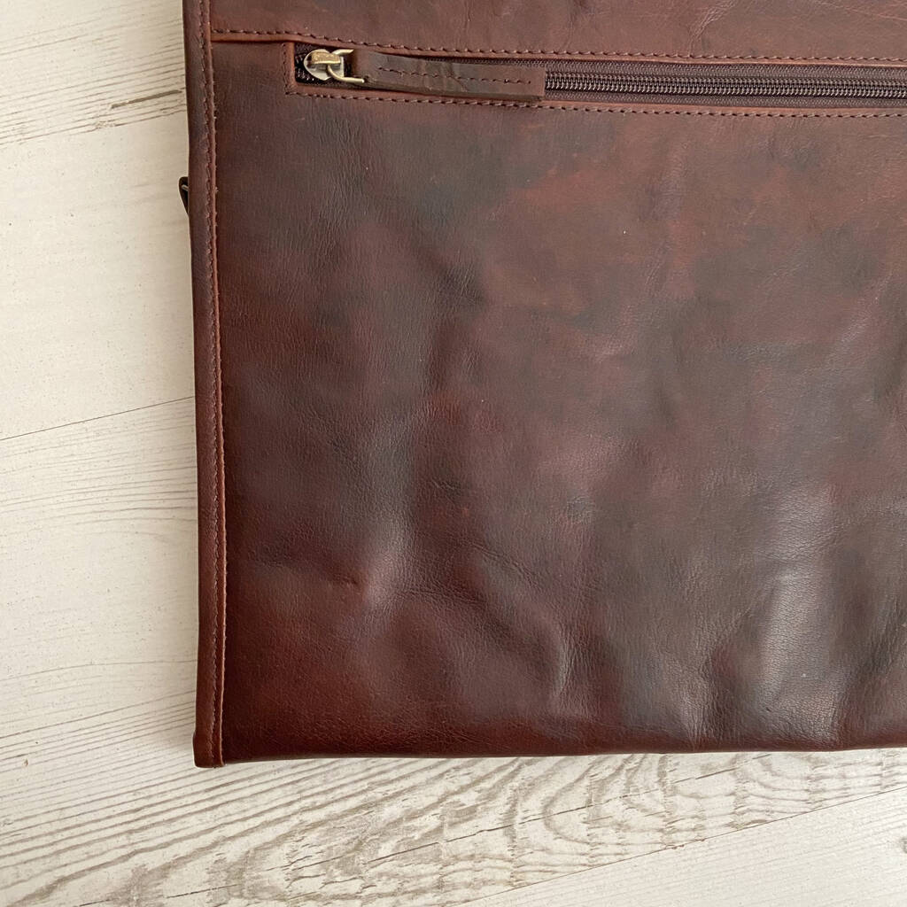 Professional Brown Leather Portfolio, A4 Business Case By Holly Rose