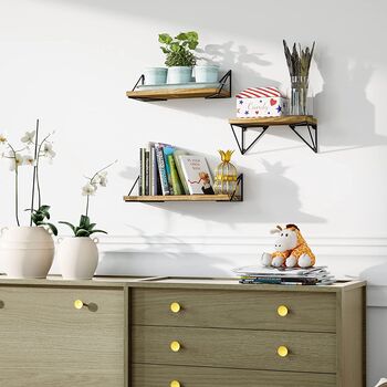 Set Of Three Carbonized Black Floating Shelves, 3 of 7