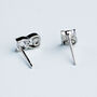 Sterling Silver Cat And Heart Stud Earrings, thumbnail 2 of 4