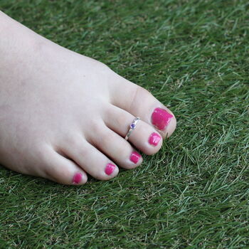 Purple Stone Pure Silver Adjustable Bichiya Toe Ring, 3 of 6