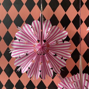 Pink And White Stripy Paper Fan Decoration Kit, 2 of 6