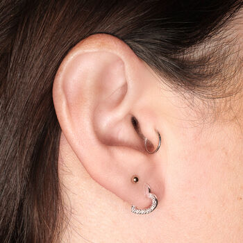 Heart Shaped Half Hoop Silver Earring Studs, 2 of 5