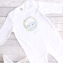 Personalised Baby Boy Elephant Footless Baby Grow, thumbnail 3 of 3