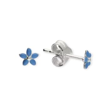 Tiny Forget Me Not Stud Earrings In Sterling Silver, 6 of 12
