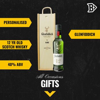 Personalised Glenfiddich 12 Year Old Single Malt Scotch Whisky Gift Set 35cl 40% Abv, 2 of 4