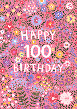 100th Birthday Card For Women, Floral 100th Card, For Her, 3 of 4