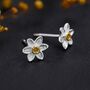 Sterling Silver And Yellow Gold Daffodil Stud Earrings, thumbnail 4 of 11