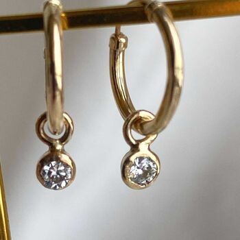 Cushion Cut Diamond Hoops On Solid Gold, 6 of 7